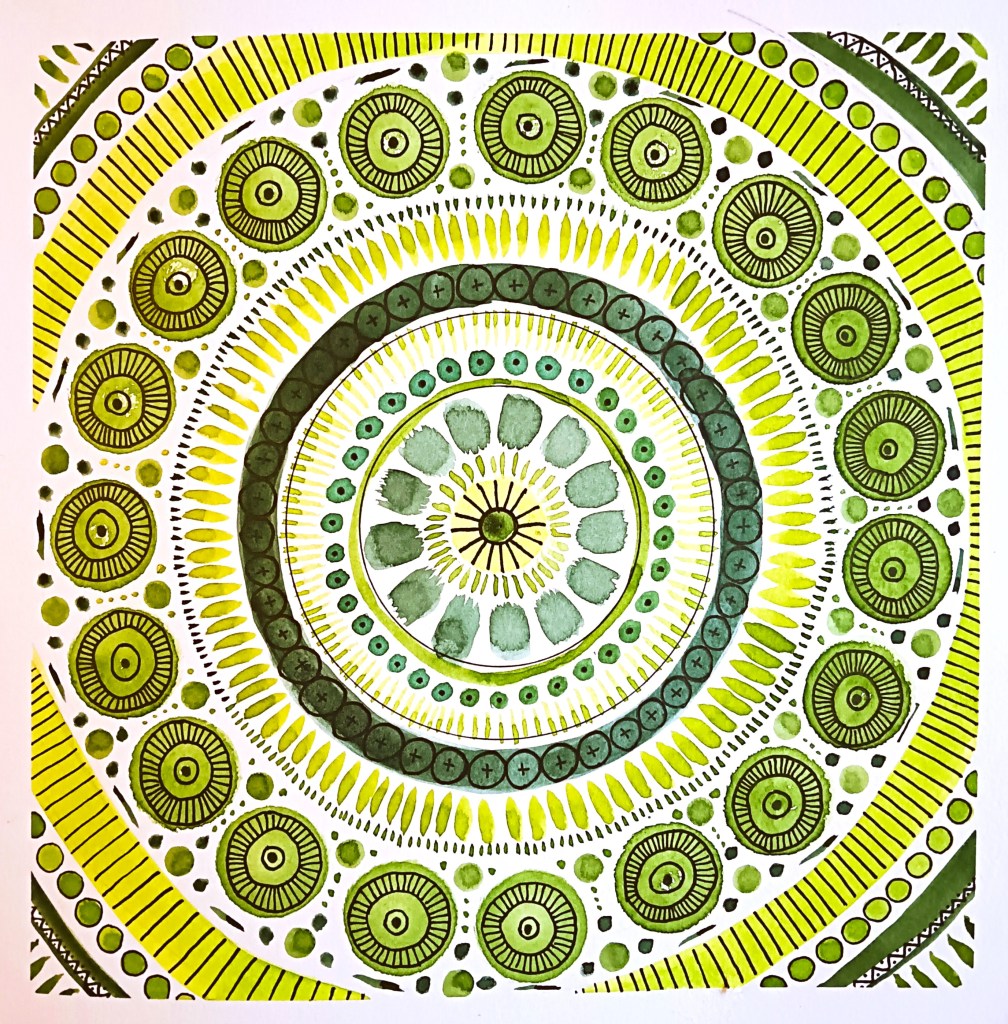 Aquarelle mandala vert